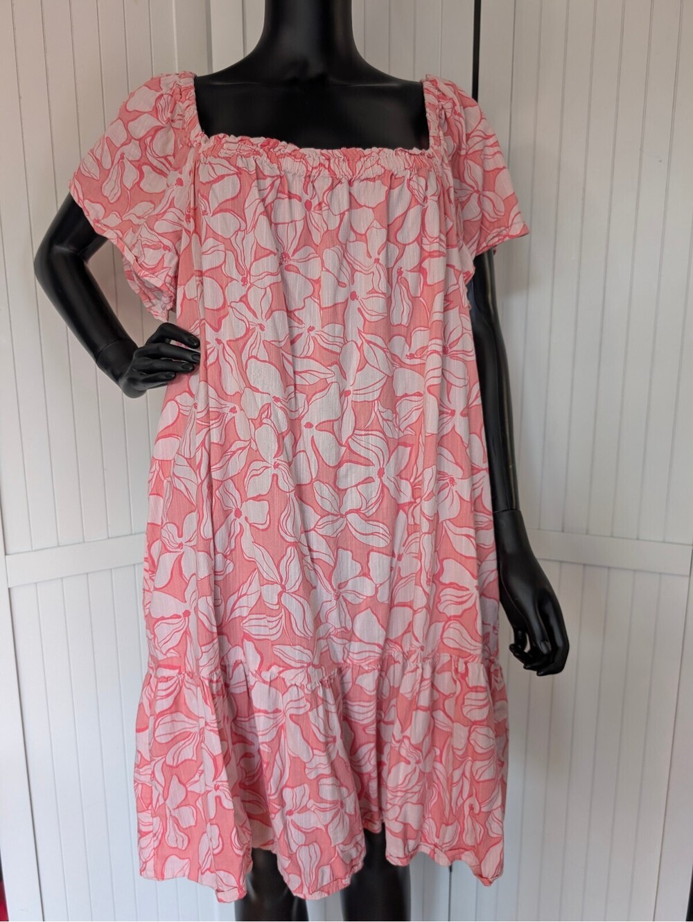 GAP Factory Pink Floral Square Neck Mini Dress XL Pockets